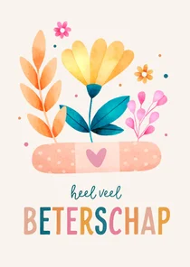 Beterschapskaart pleister en bloemen
