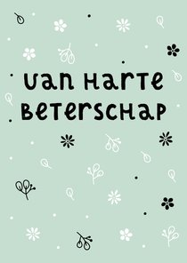 Beterschapskaart zwart witte bloemen aanpasbare kleur