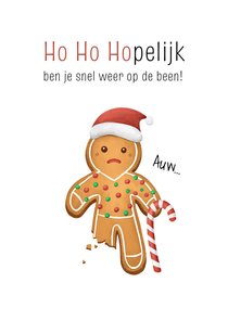 Beterschapskaartje gingerbreadman been gebroken