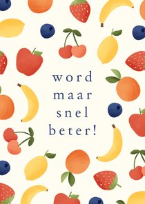 Beterschapskaartje patroon met fruit word snel beter