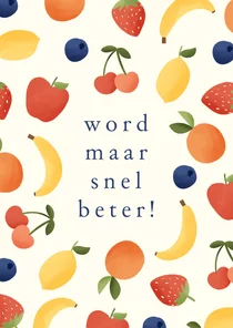 Beterschapskaartje patroon met fruit word snel beter