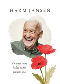 Bidprent klaprozen afscheid uitvaart foto herinnering