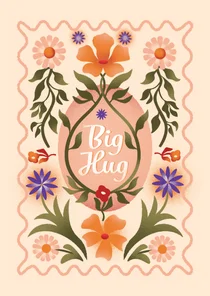 Big hug geïllustreerde bloemen kaart