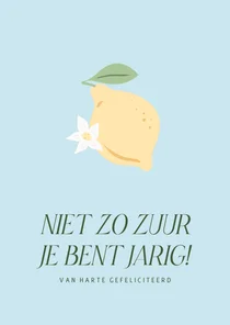 Blauw verjaardagskaartje niet zo zuur met citroentje
