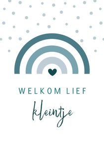 Blauwe felicitatiekaart geboorte jongen met regenboog