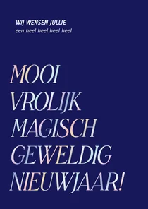 Blauwe kaart goed vrolijk magisch nieuwjaar regenboog