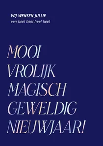 Blauwe kaart goed vrolijk magisch nieuwjaar regenboog