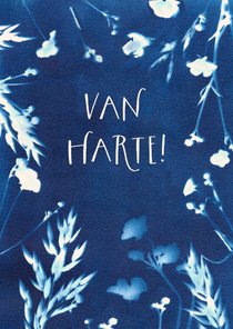 Bloemen cyanotype verjaardagskaart 