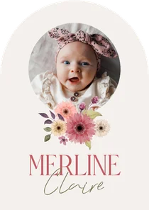 Boogkaart geboortekaartje meisje bloemen stijlvol lente foto