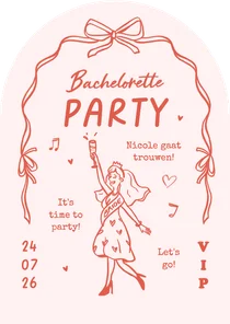 Boogkaart uitnodiging vrijgezellenfeest doodle illustratie