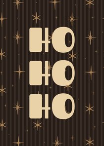 Bruine kerstkaart streepjes met sterren ho ho ho