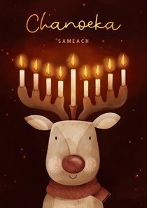  Chanoeka Sameach rendier met kaarsen