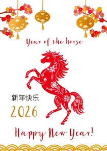 Chinese nieuwjaarskaart jaar van het paard