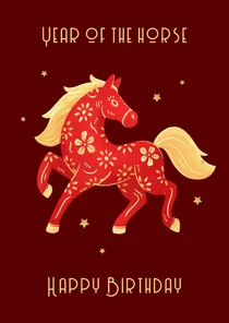 Chinese verjaardagskaart 2026 jaar van het paard