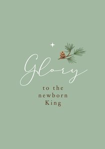 Chistelijke kerstkaart dennentakje glory to the king