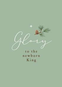 Chistelijke kerstkaart dennentakje glory to the king