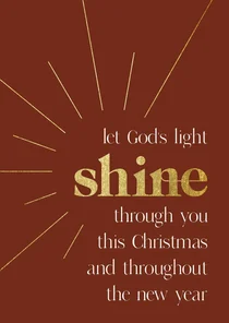 Christelijk kerstkaartje shine met goudlook en stralen