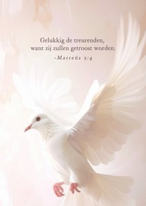 Christelijke condoleance kaart met witte duif