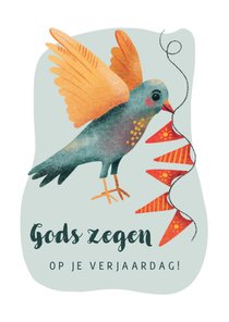 Christelijke felicitatie met vogel en slinger