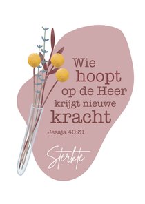 Christelijke kaart bijbeltekst en droogbloemen