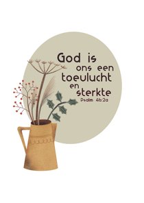 Christelijke kaart met bijbeltekst en droogbloemen