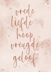 Christelijke kaart vrede liefde hoop vreugde geloof