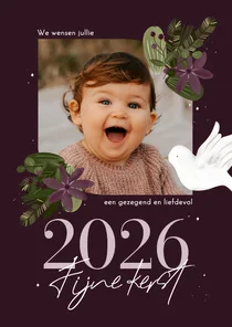 Christelijke kerstkaart botanisch foto jaartal