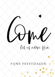 Christelijke kerstkaart handlettering en goud confetti