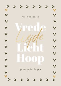 Christelijke kerstkaart liefde hoop vrede en kader