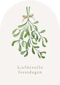 Christelijke kerstkaart maretak mistletoe liefde
