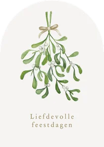 Christelijke kerstkaart maretak mistletoe liefde 