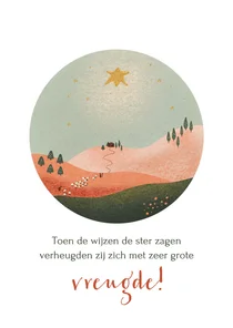 Christelijke kerstkaart met herders in landschap