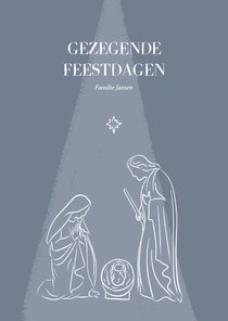 Christelijke kerstkaart met kerststal blauw