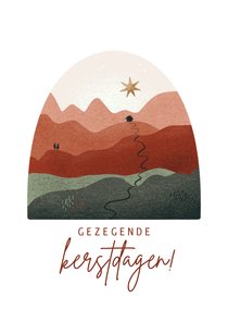 Christelijke kerstkaart met landschap en kerststal