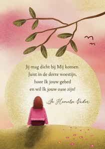 Christelijke sterktekaart met gedicht, zon en meisje