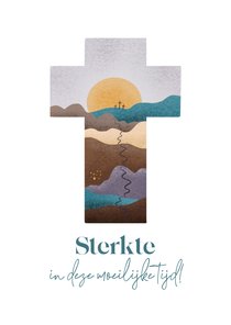 Christelijke sterktekaart met landschap in kruis met lied