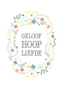 Christelijke wenskaart geloof hoop liefde