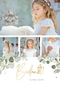 Communie bedankje eigen foto's eucalyptus