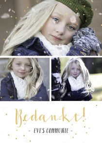 communie bedankkaartje met fotocollage met 3 foto's