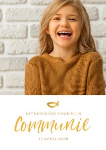 Communie fotokaart uitnodiging handschrift