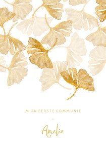 Communie uitnodiging ginkgoblad stempel foto binnen