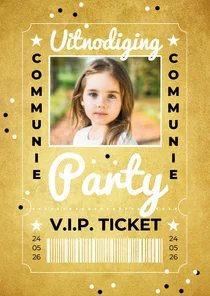 Communie VIP ticket meisje goud
