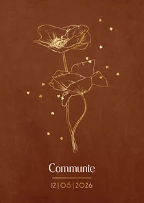 Communiekaart klaproos lijnillustratie foliedruk