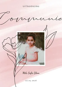 Communiekaart waterverf met lijntekening en foto