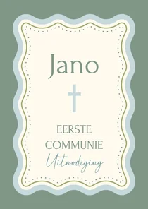 Communiekaartje uitnodiging groen met golvend kader