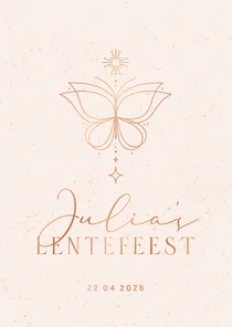 Communiekaartje vlinder lijntekening koperfolie