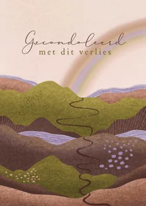 Condoleance kaart met landschap en regenboog