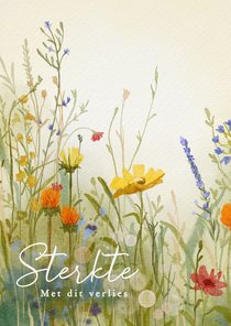 Condoleance kaart met veldbloemen in aquarel