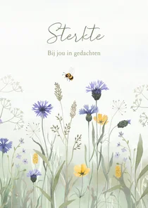 Condoleance stijlvol met aquarel geschilderde wilde bloemen