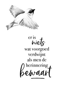 Condoleance  - vogel er is niets wat voorgoed verdwijnt